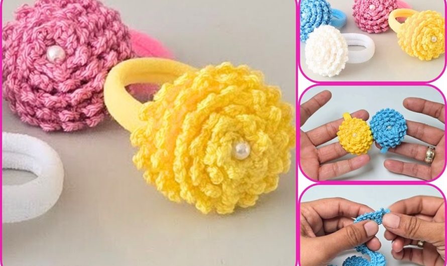 Bloom into Style: Crochet Your Own Marigold Elastic Hair Clip!