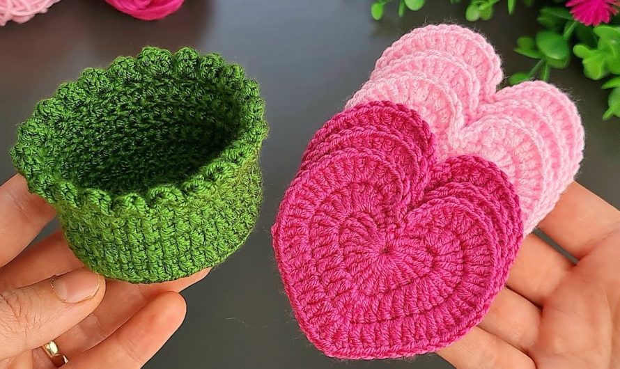 How to Make 3-in-1 ❤ Colorful Heart Coasters (Motif + Coaster + Flower)