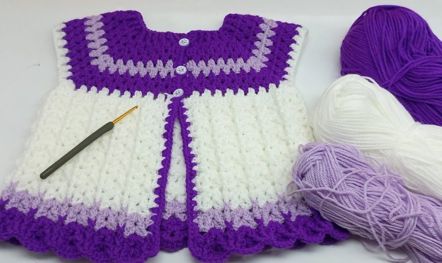 Crochet Baby Vest from the Collar Down (One-Piece, No Stitching)