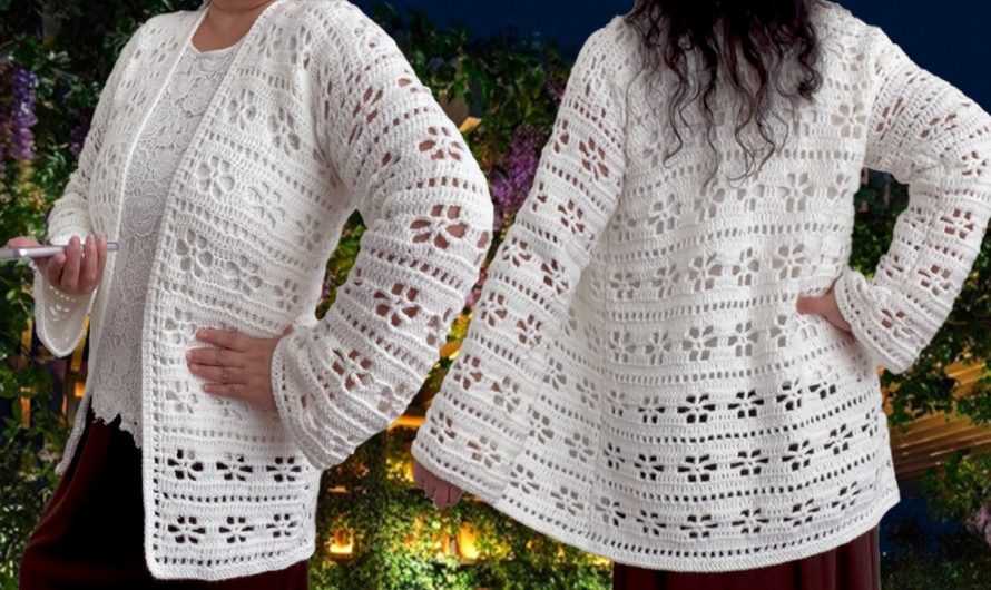 Cute One-Piece Crochet Blouse Jacket Cardigan Tutorial (Beginner-Friendly)