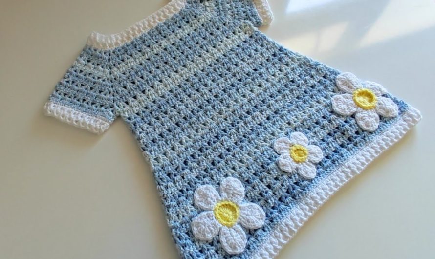 Crochet pullover summer dress for a girl