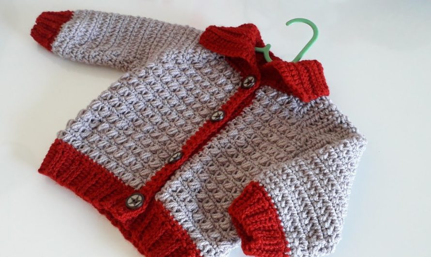 How to crochet boys jacket / cardigan with a collar