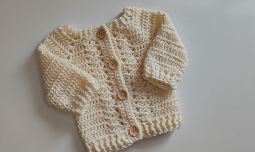 Crochet Baby Cardigan with Fan Stitches – Detailed Guide