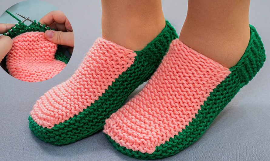 🧶 How to Make Knitted Slippers on 2 Needles (Beginner Friendly – Knit Stitch Only)