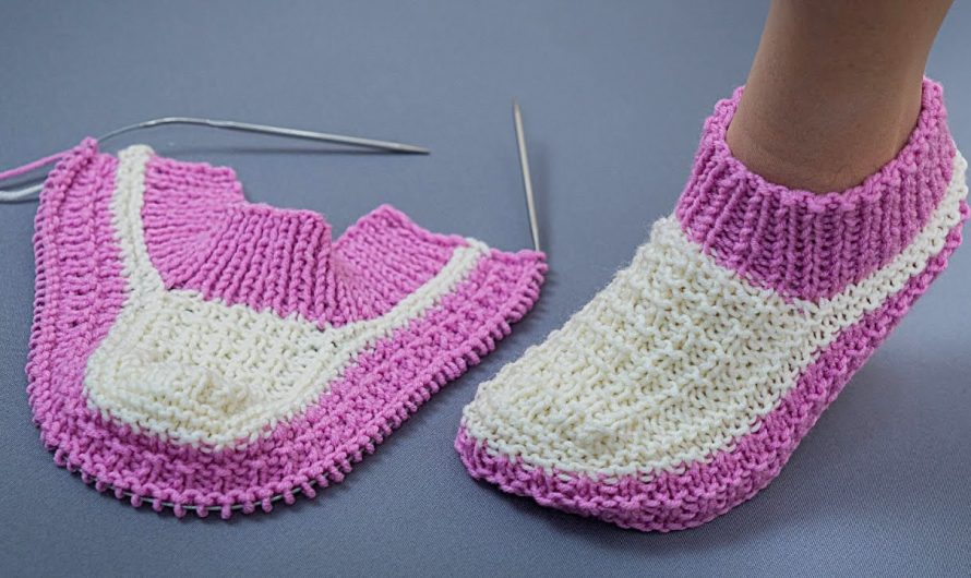 🧶 How to Make Knitted Slippers Without a Seam on the Sole “Orchid” Model – Even Beginners Can Handle It!