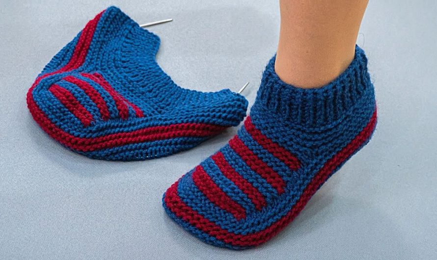 🧶 Simple Seamless Knitted Slippers (No Sole Seam!)